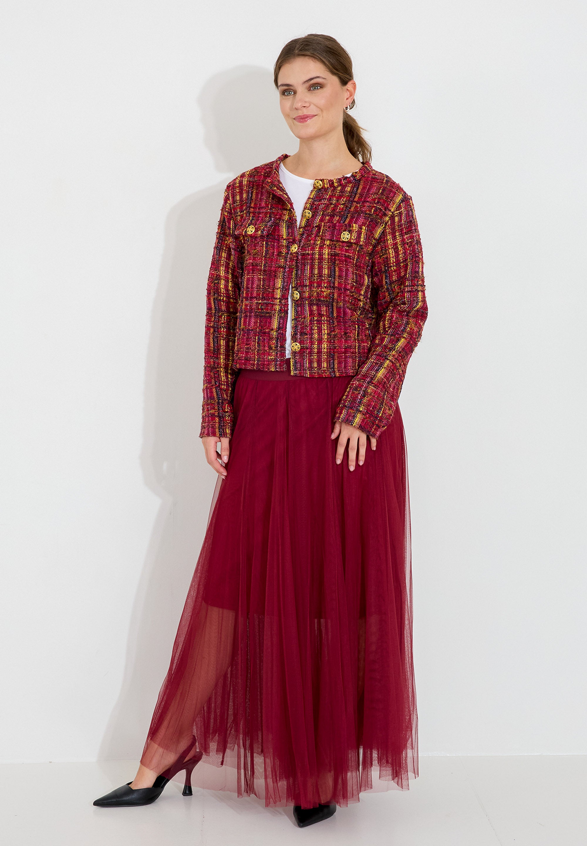 Kjol Tuille Mesh - Wine