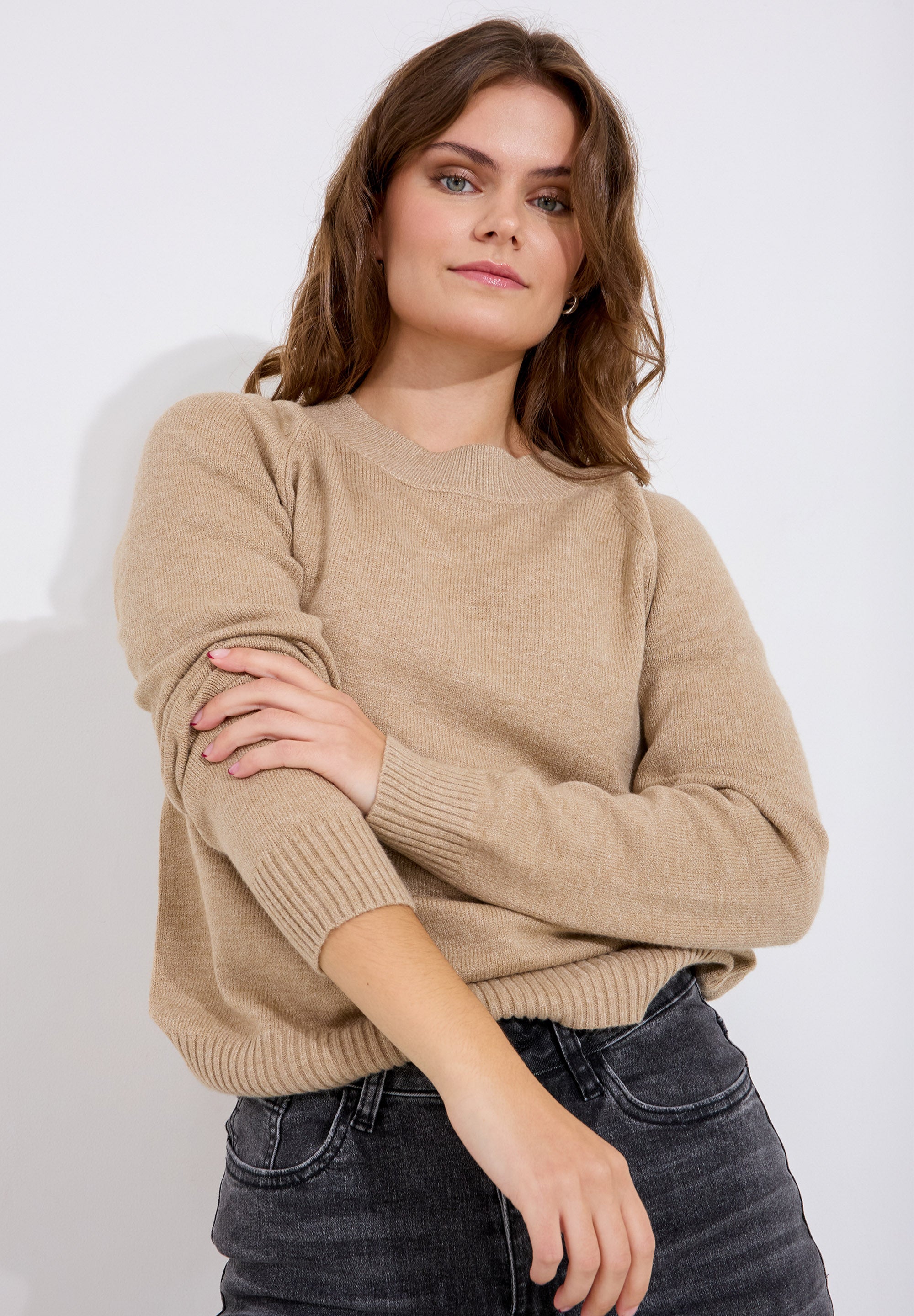 Tröja O-neck - Beige