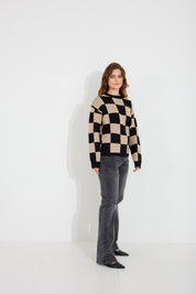 Tröja Chequered - Beige/Svart