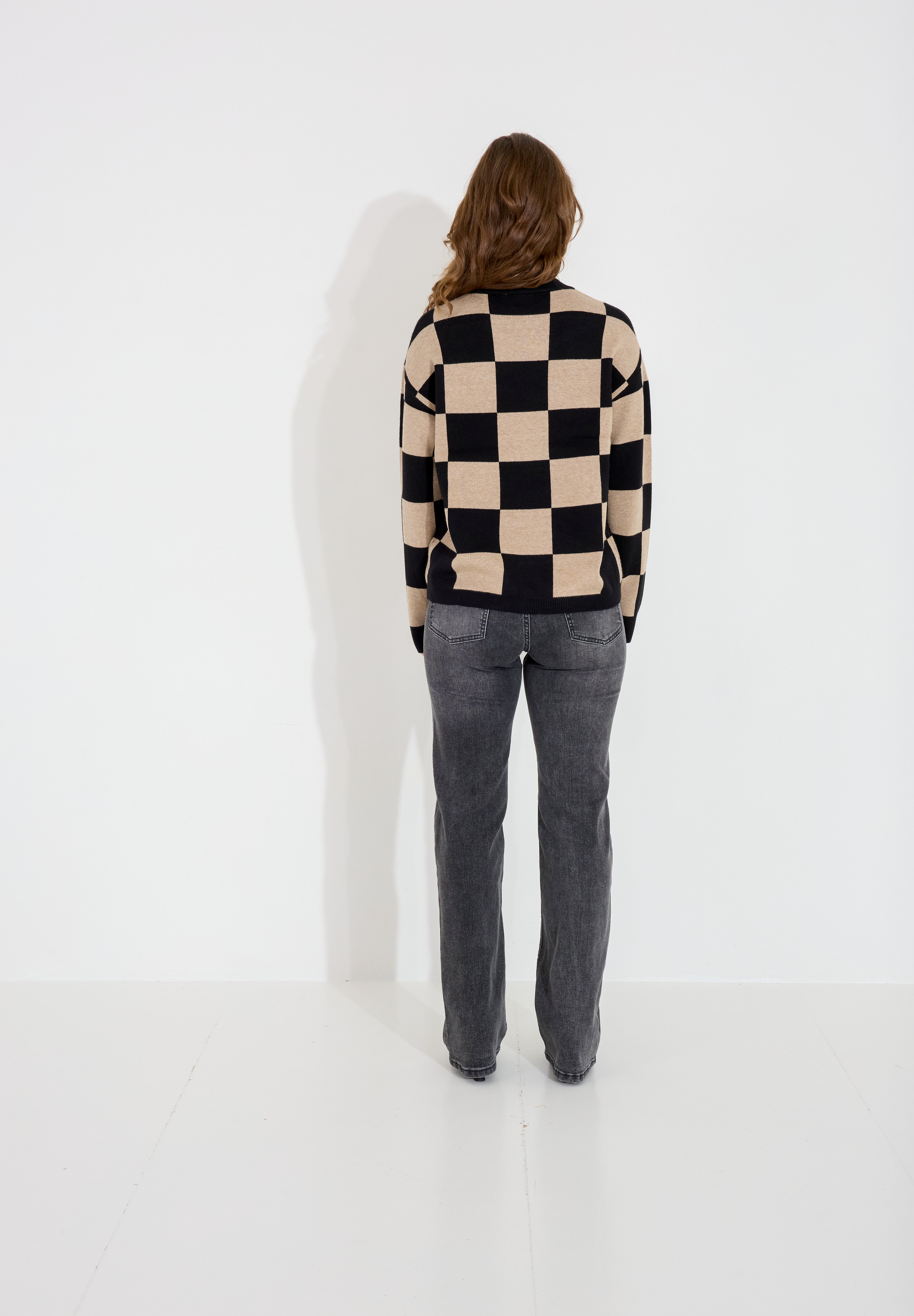 Tröja Chequered - Beige/Svart