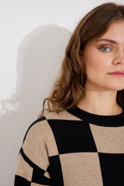 Tröja Chequered - Beige/Svart