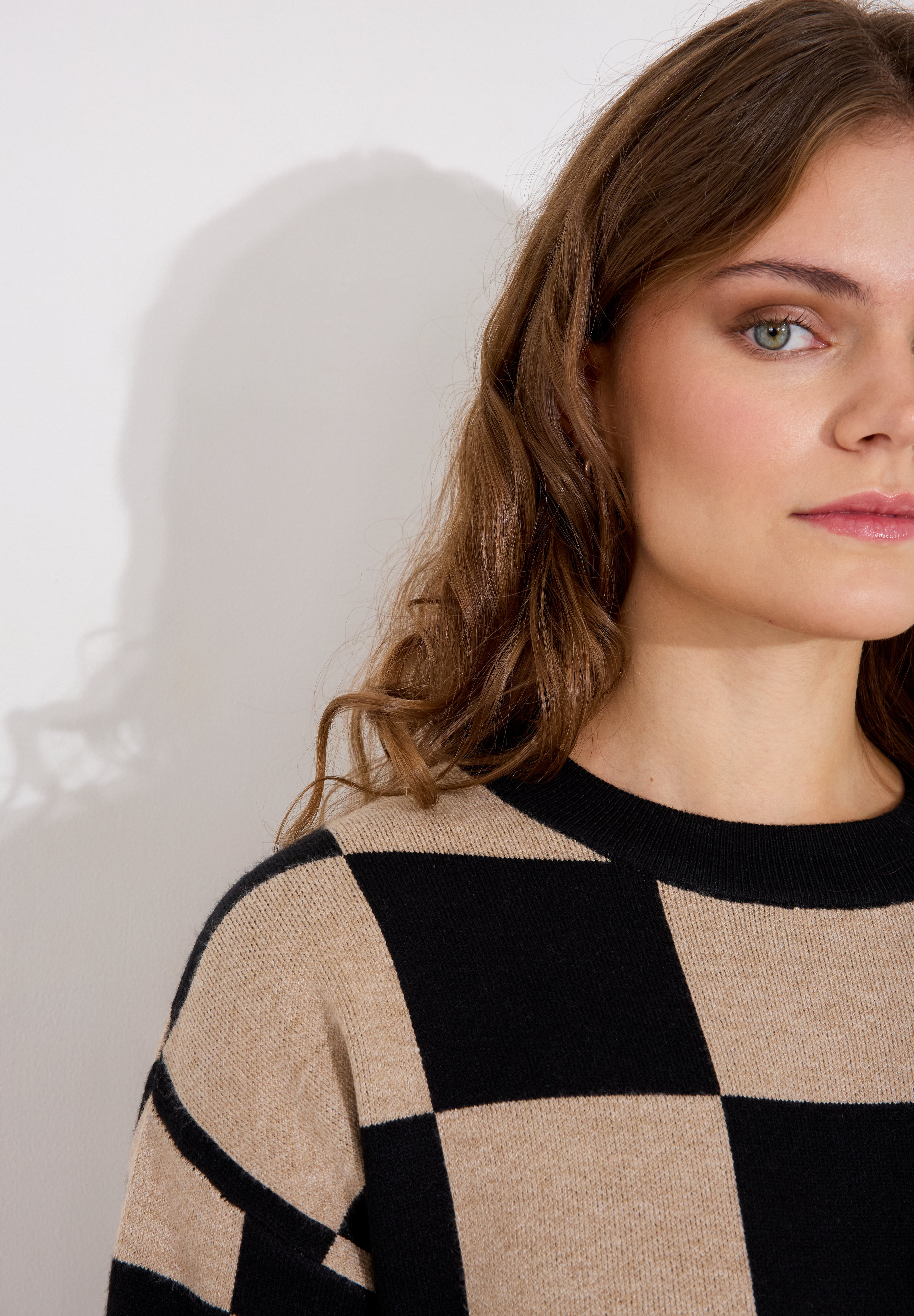 Tröja Chequered - Beige/Svart