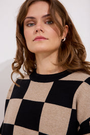Tröja Chequered - Beige/Svart