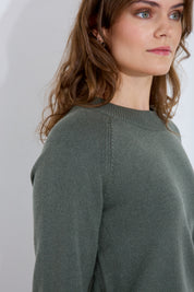 Tröja O-neck - Green Melange
