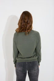 Tröja O-neck - Green Melange