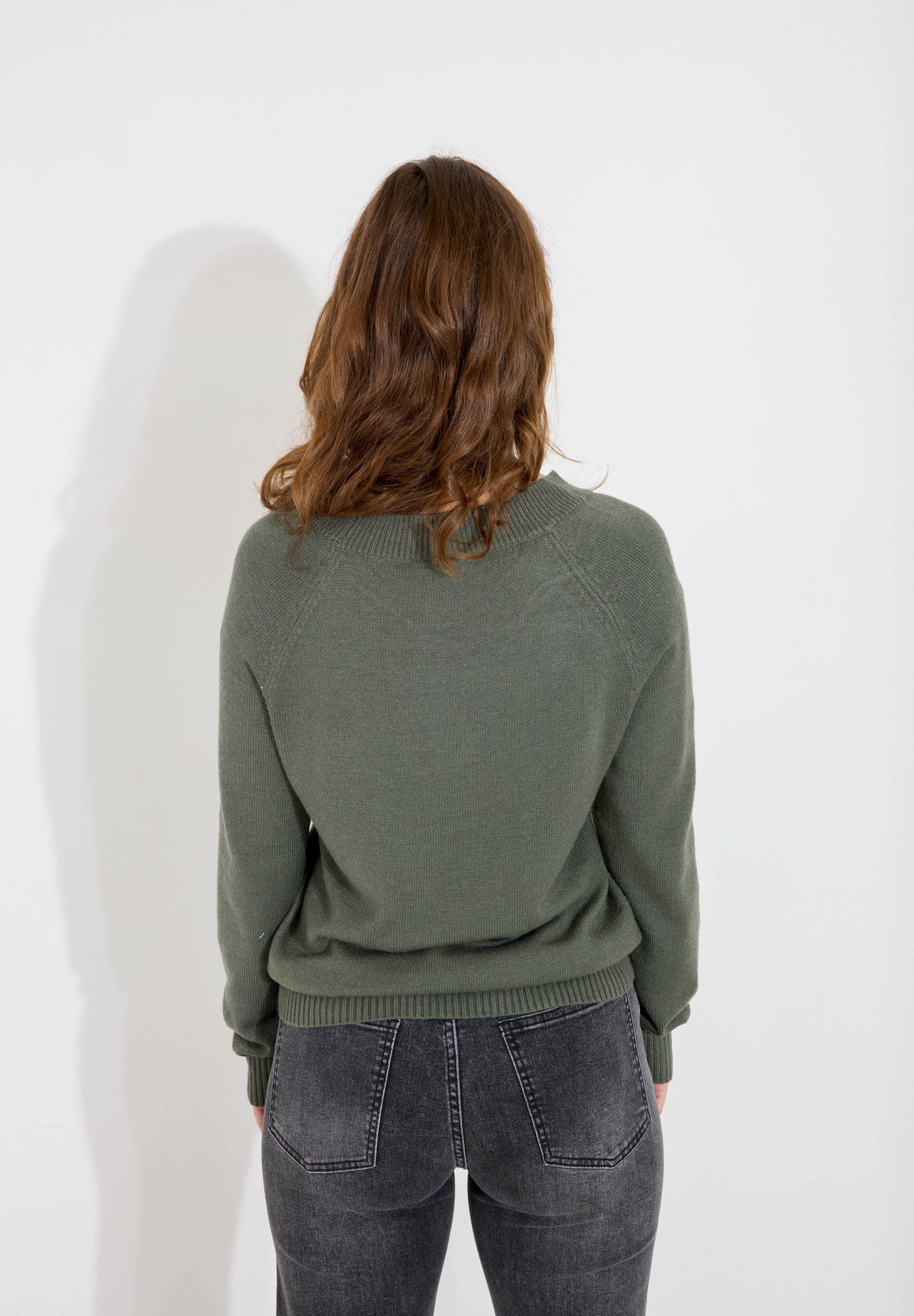 Tröja O-neck - Green Melange