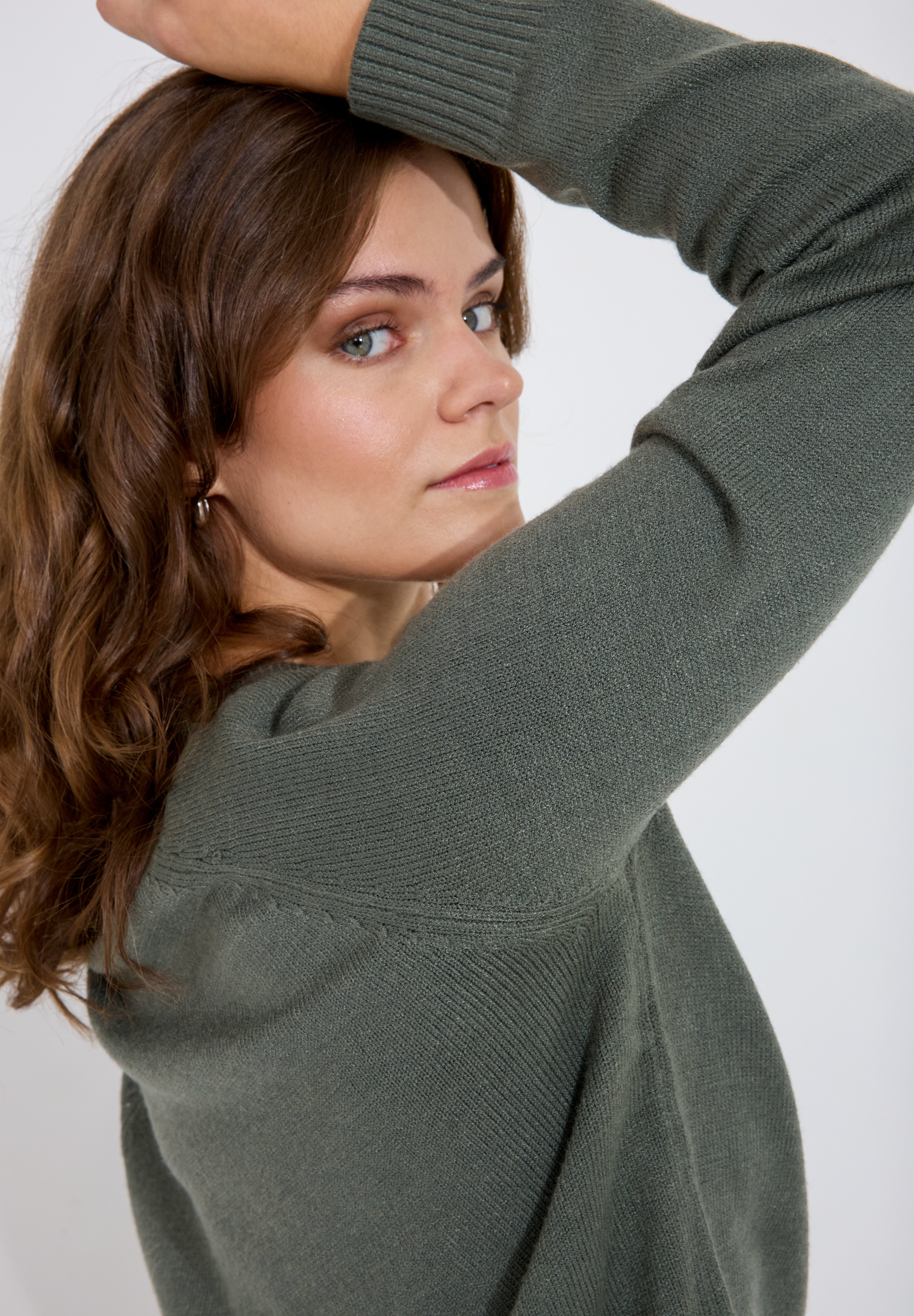 Tröja O-neck - Green Melange
