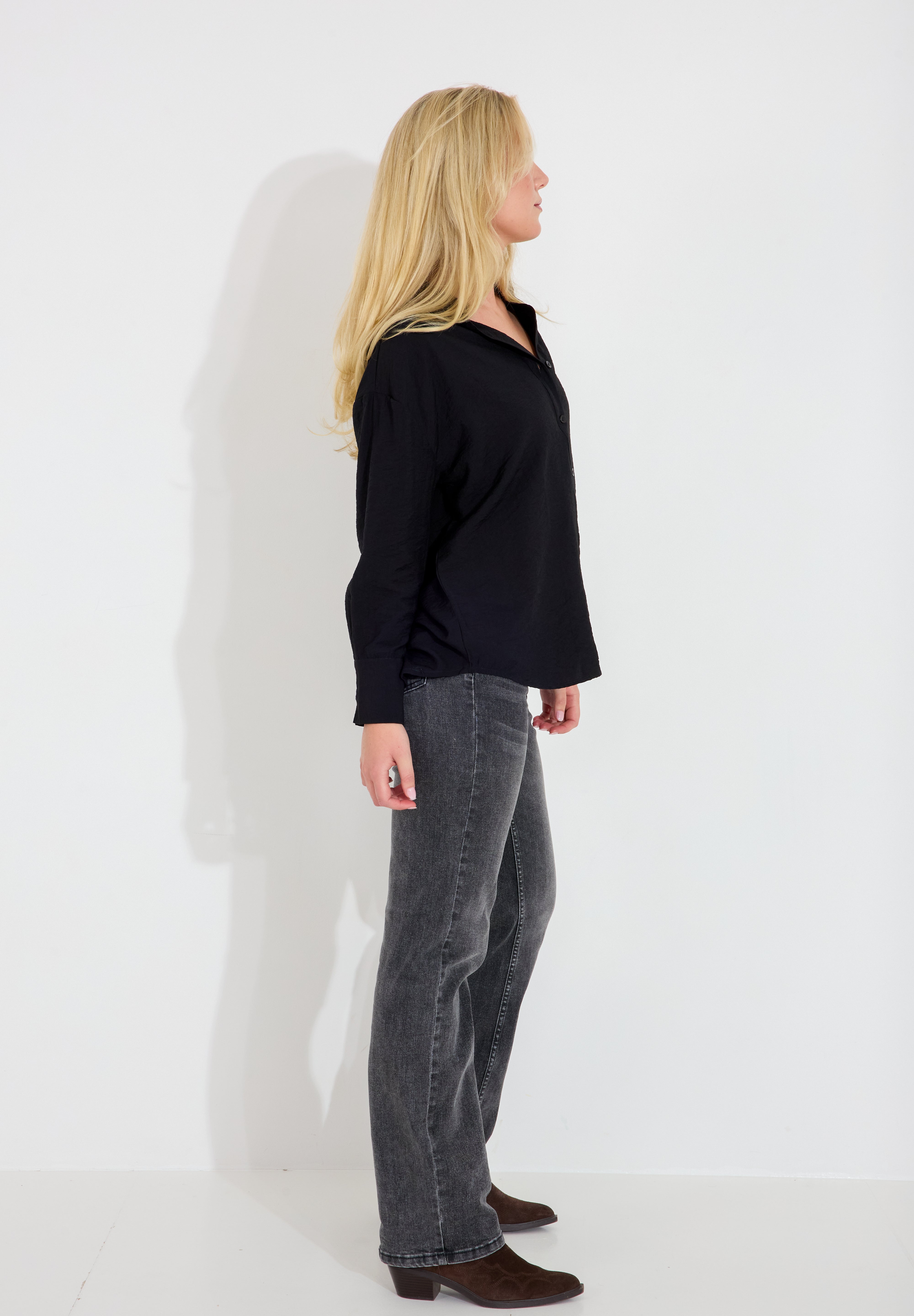 Blus med krage - Svart
