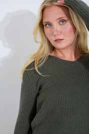 Tröja V-neck - Grön
