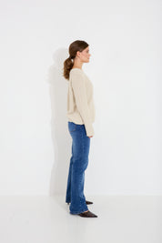 Tröja V-neck - Sand