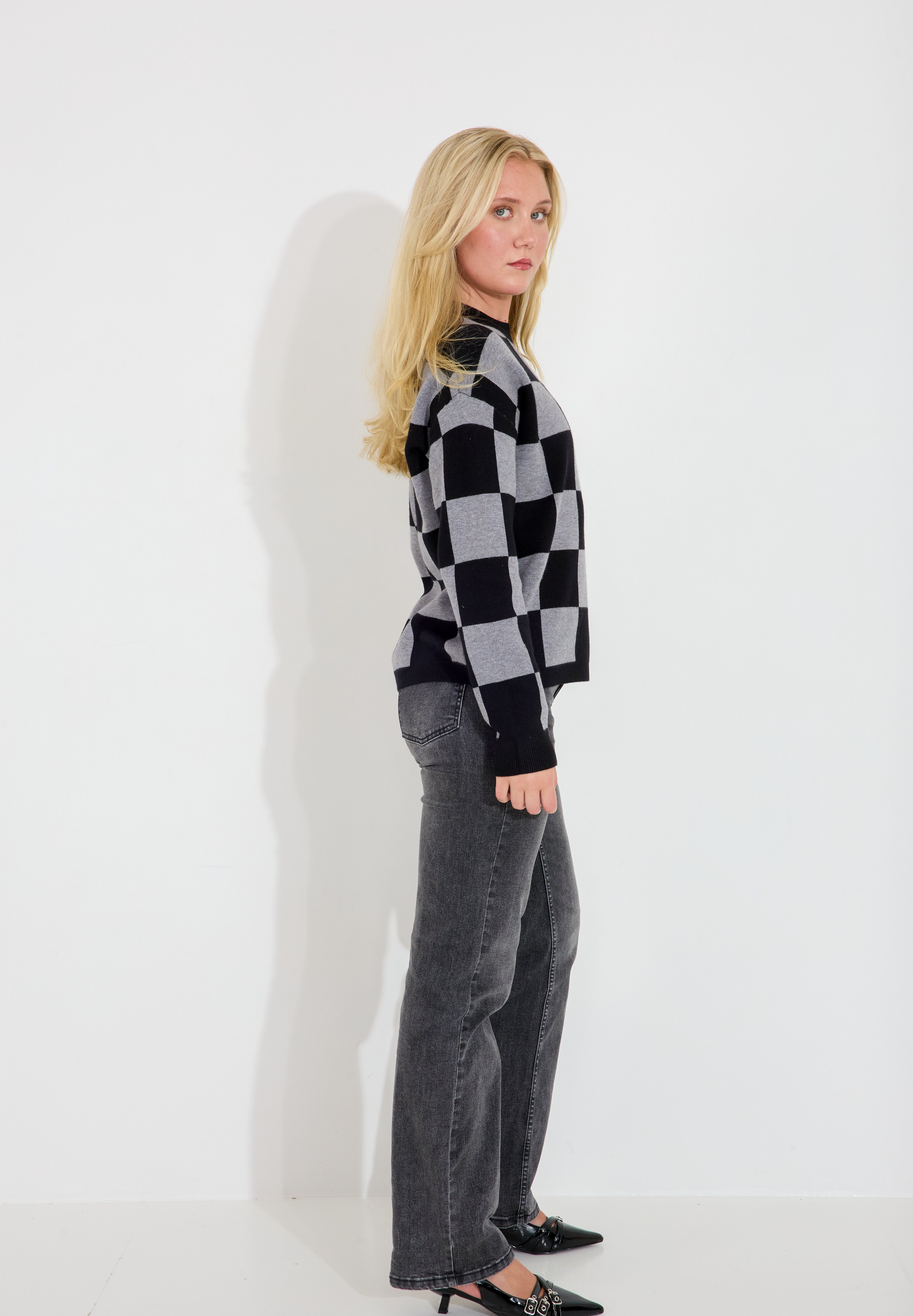 Tröja Chequered - Svart/Creme