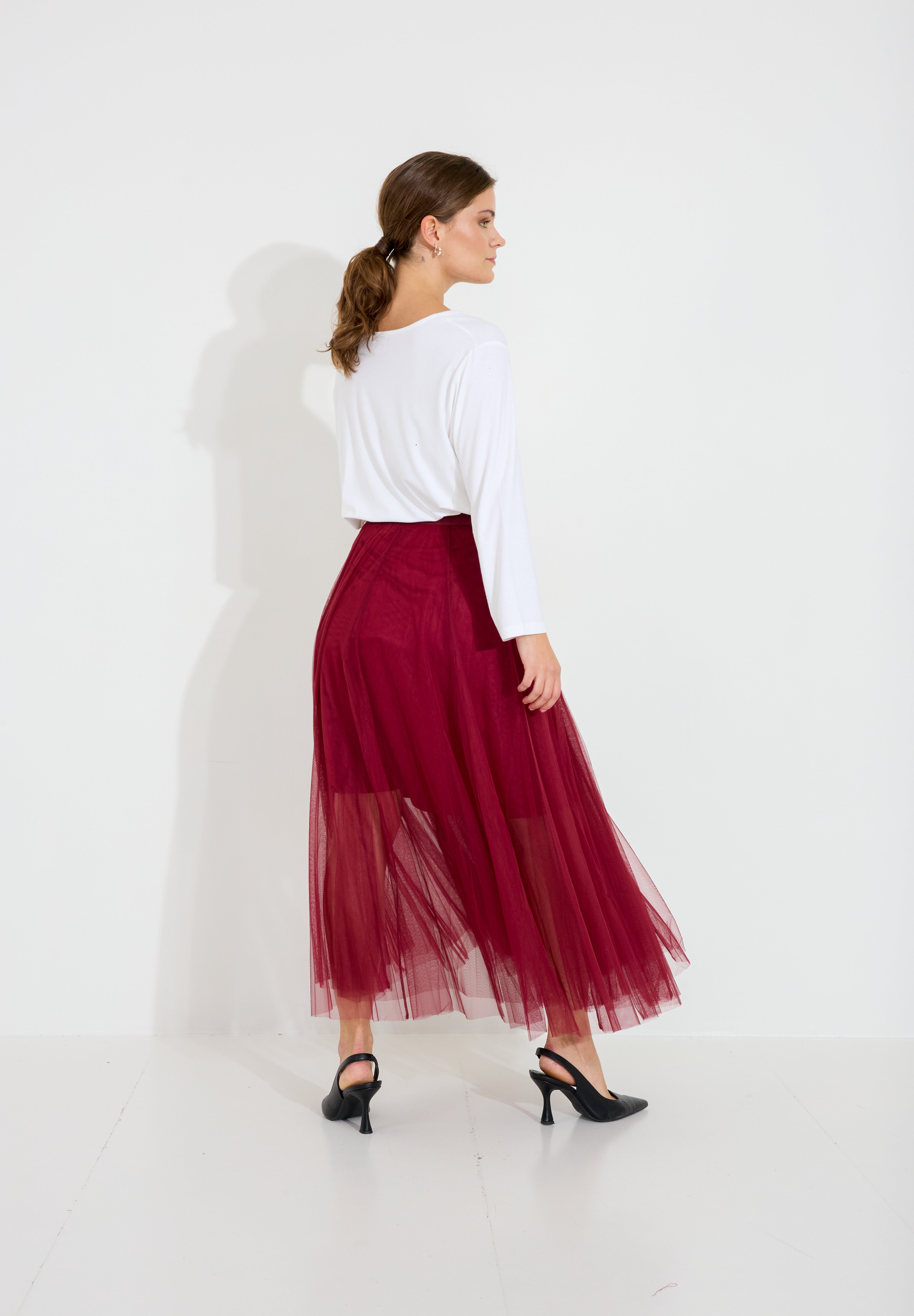 Kjol Tuille Mesh - Wine