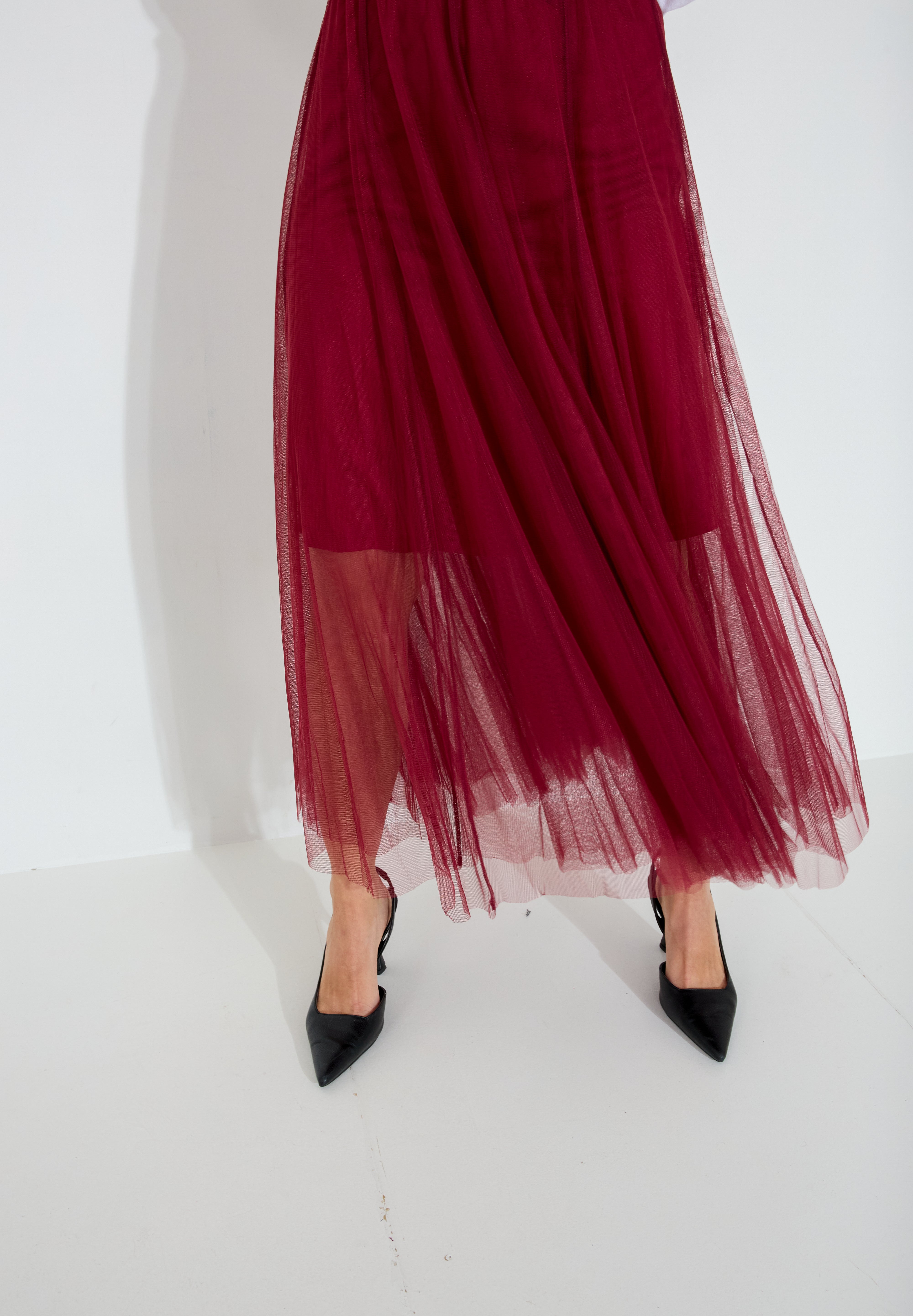 Kjol Tuille Mesh - Wine