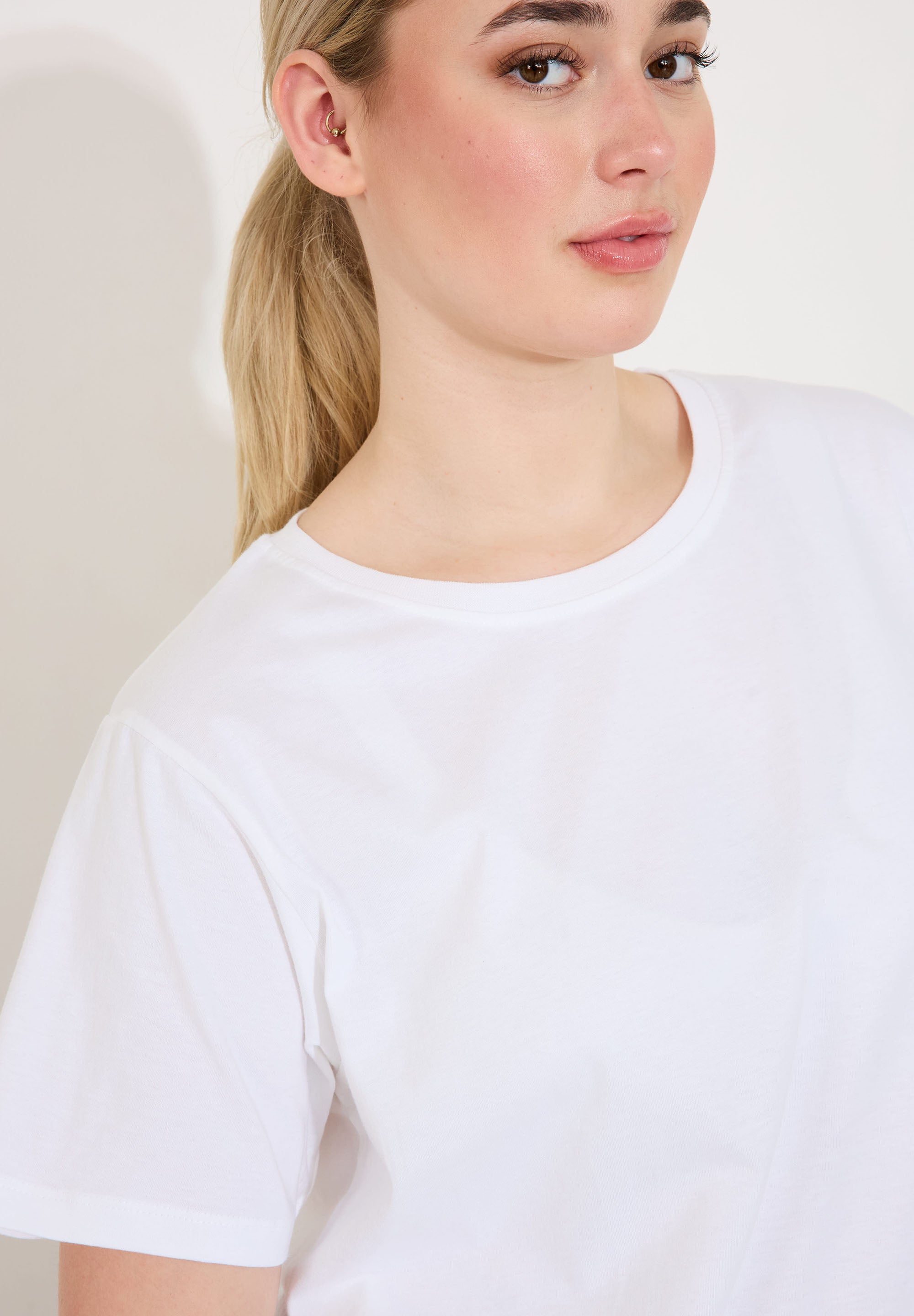 T-shirt klassisk rak - Vit