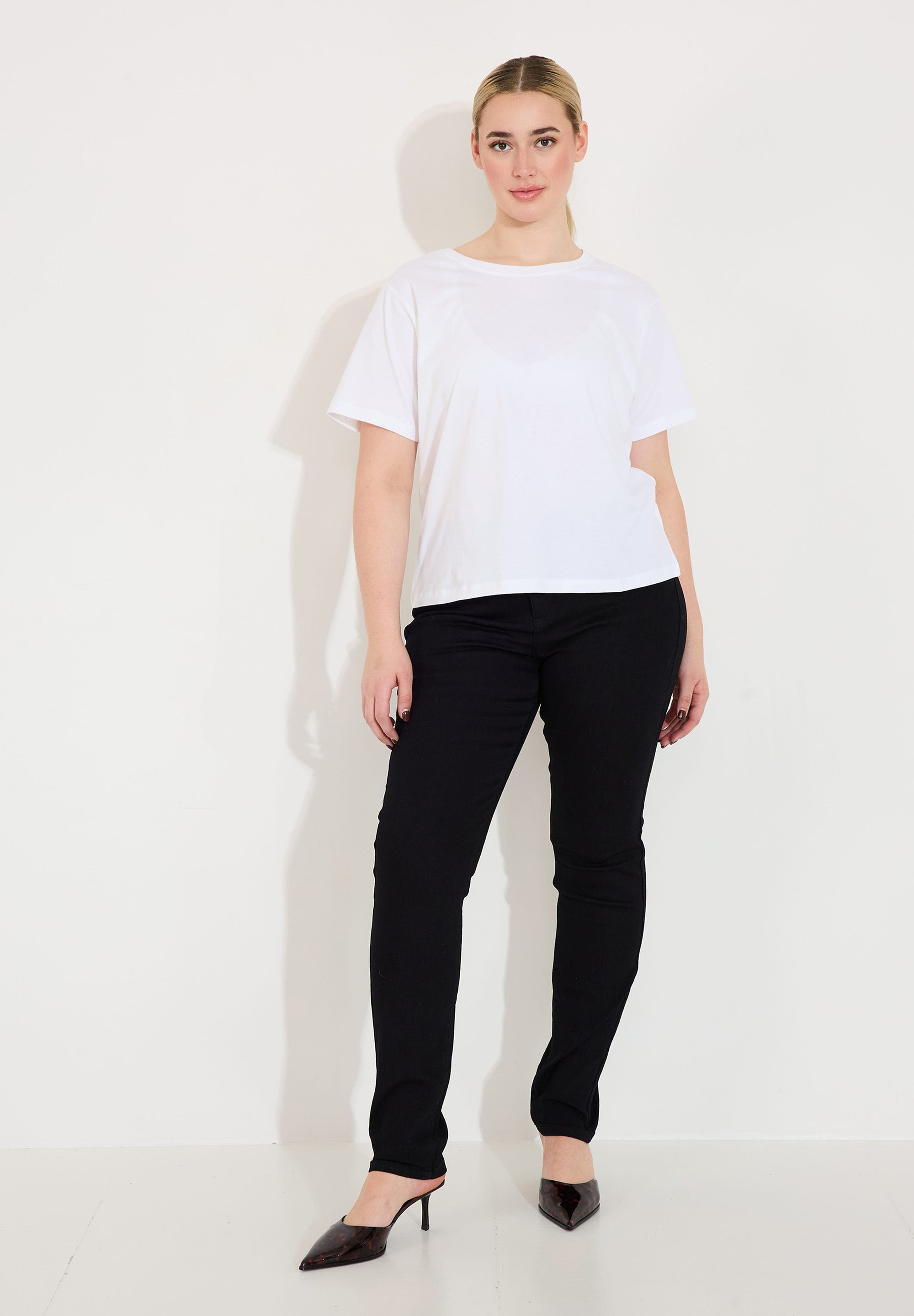 T-shirt klassisk rak - Vit