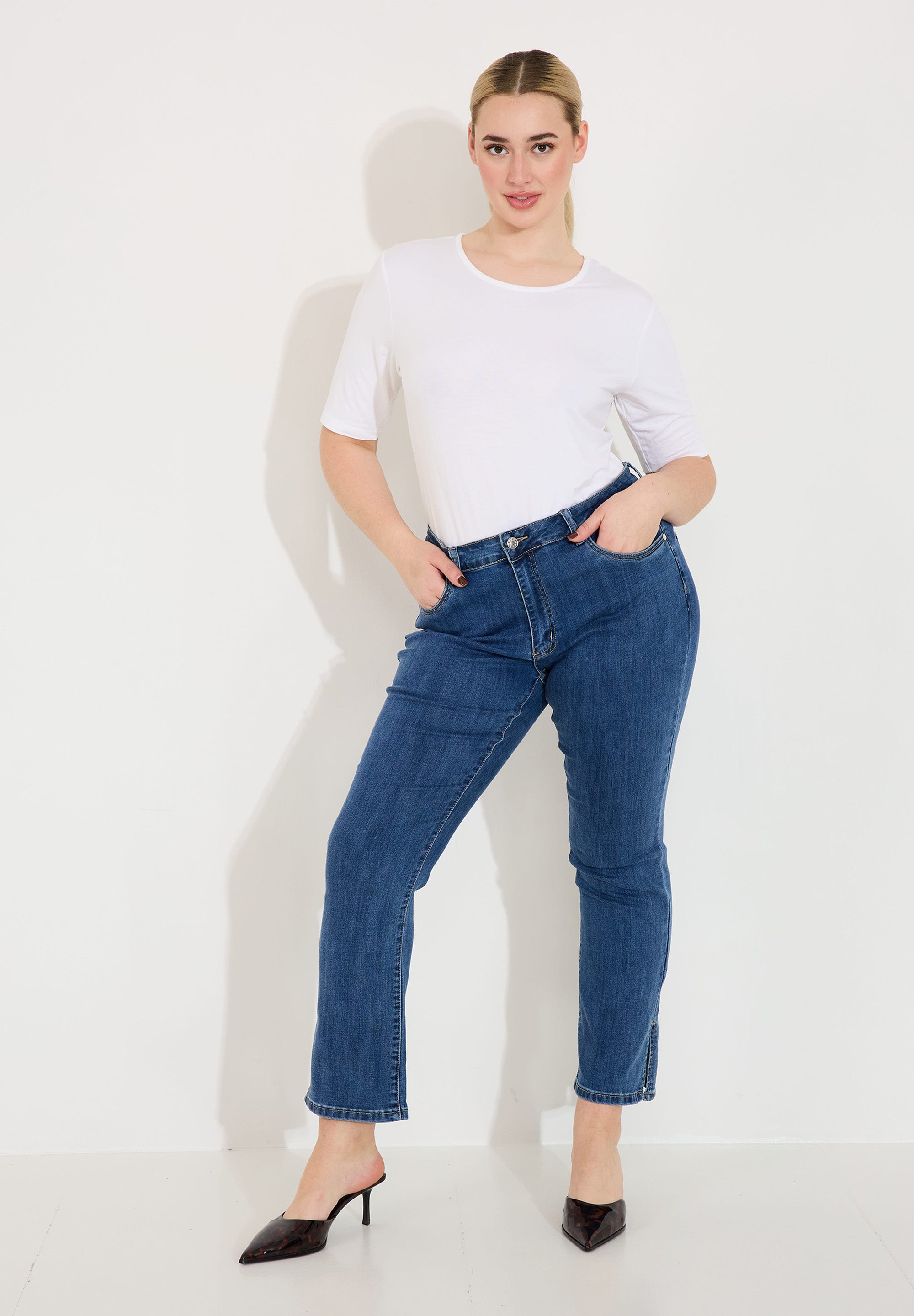 Jeans ankellängd - Midblue
