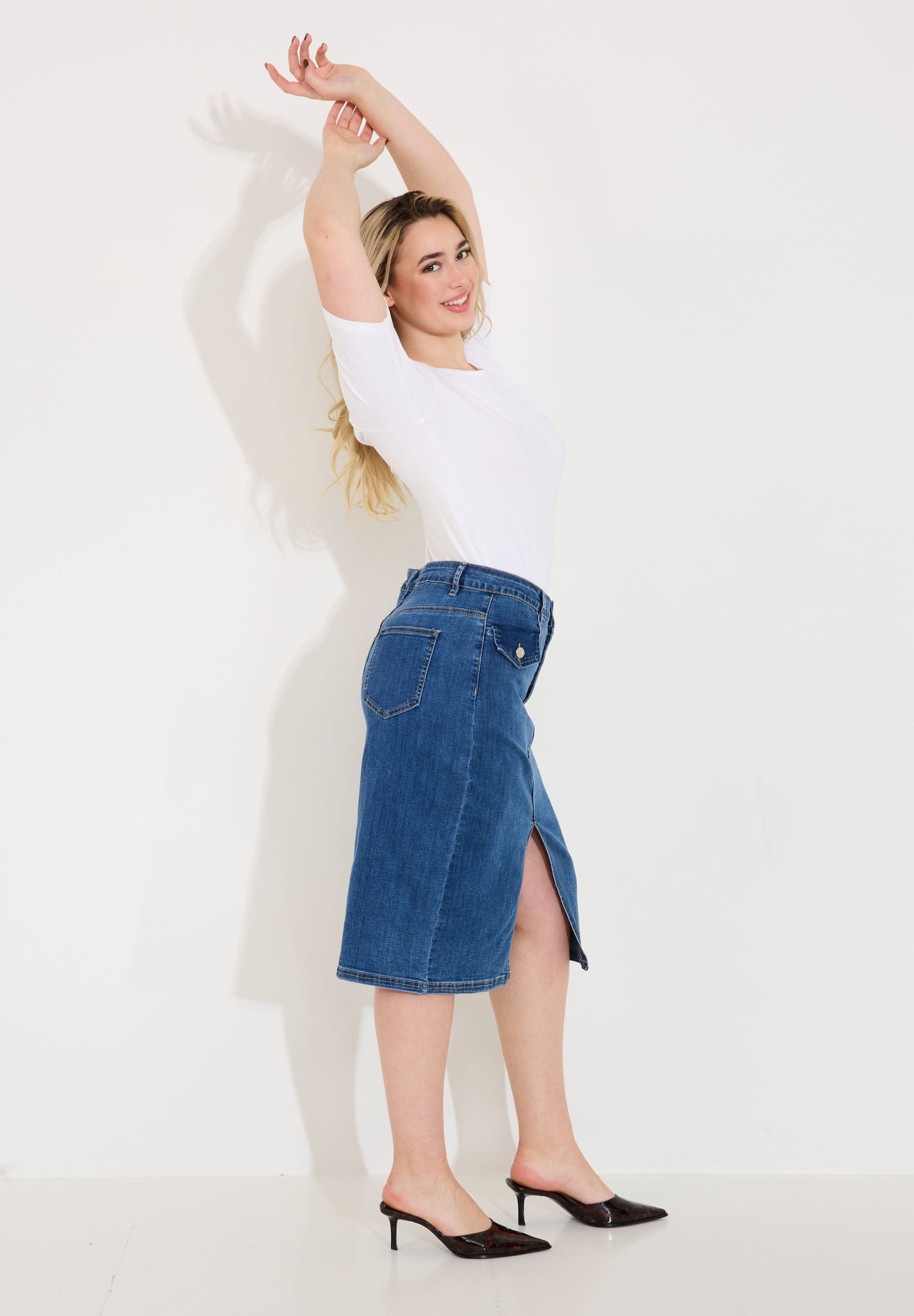 Kjol i denim – Midblue