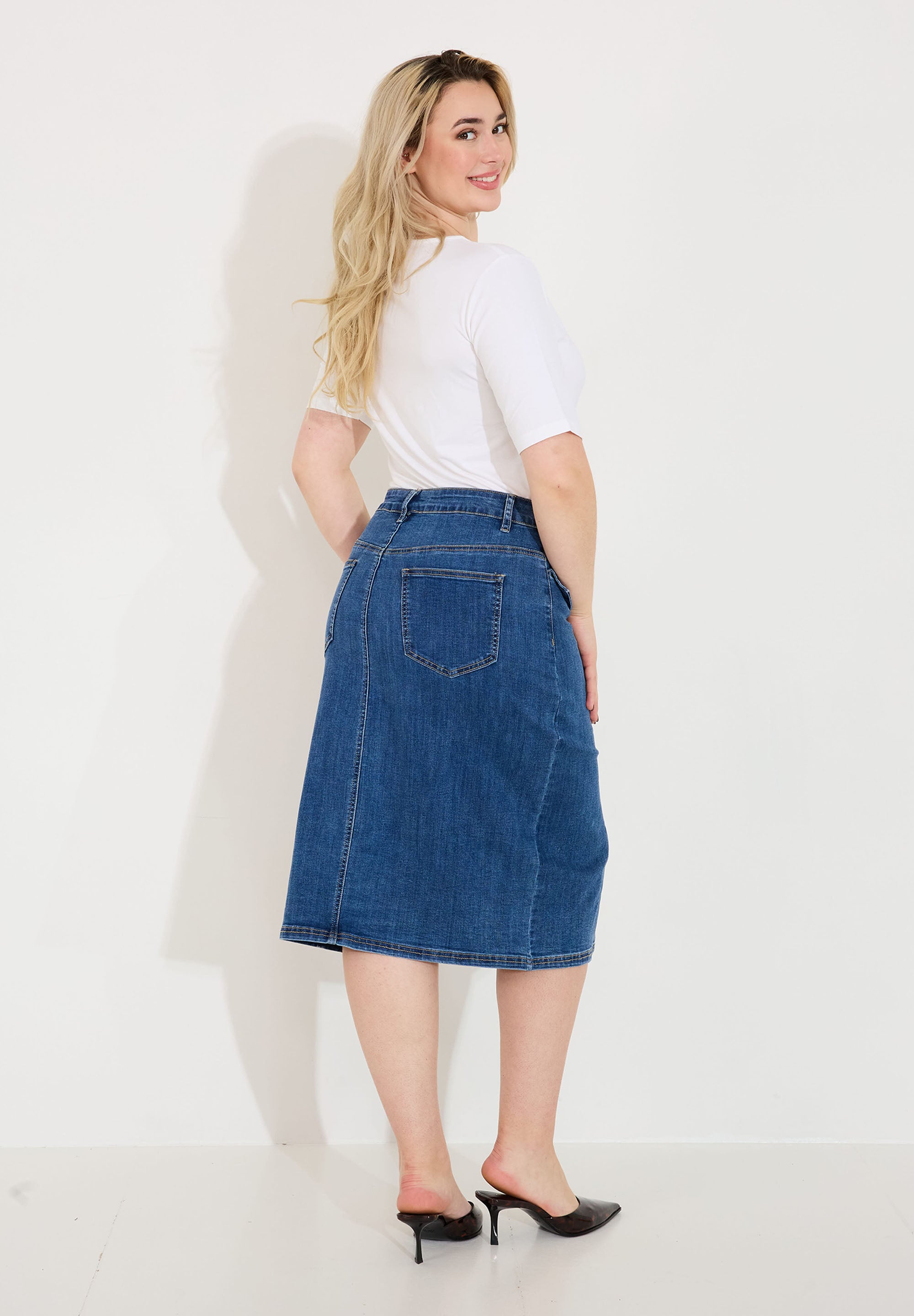 Kjol i denim – Midblue