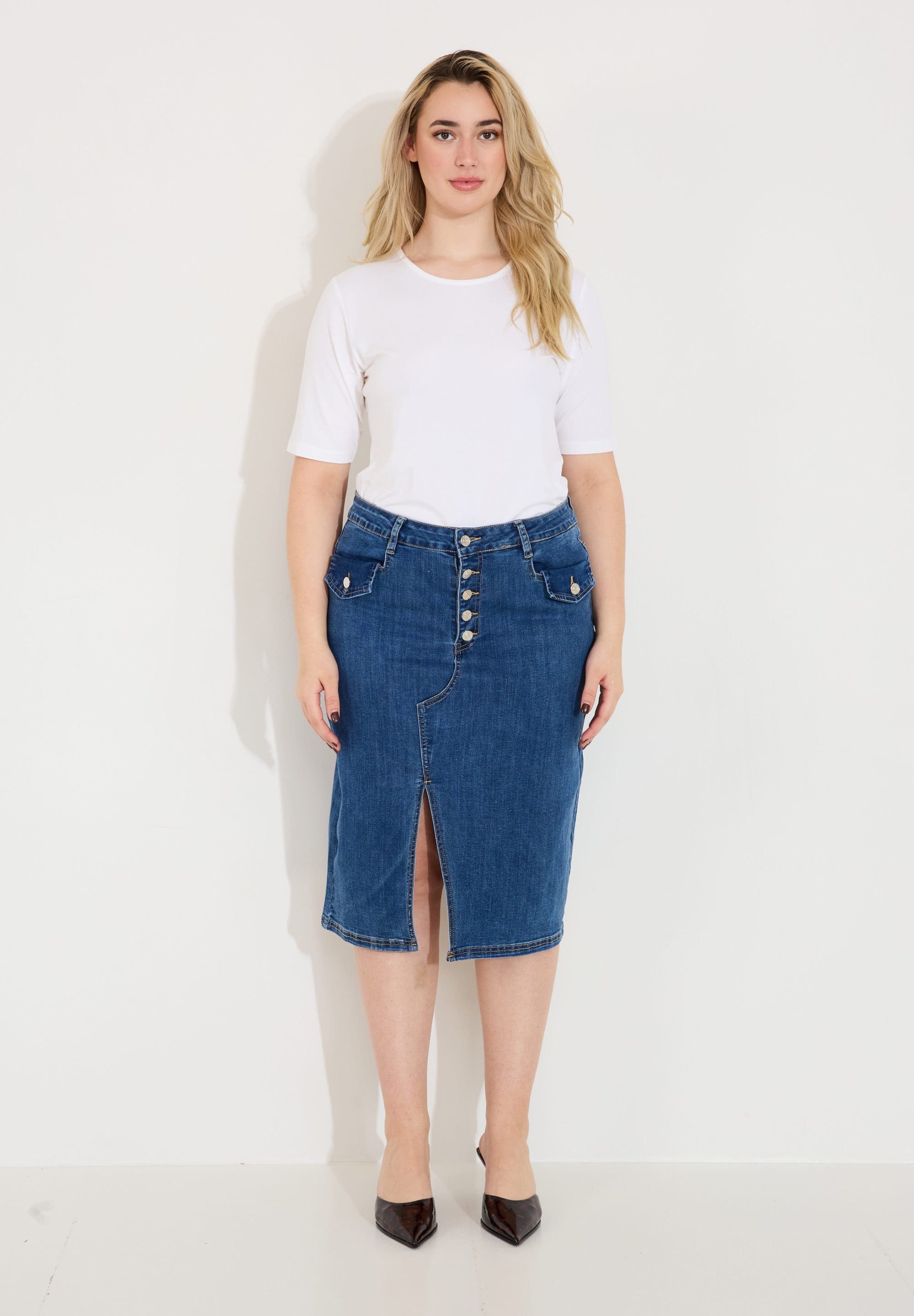 Kjol i denim – Midblue