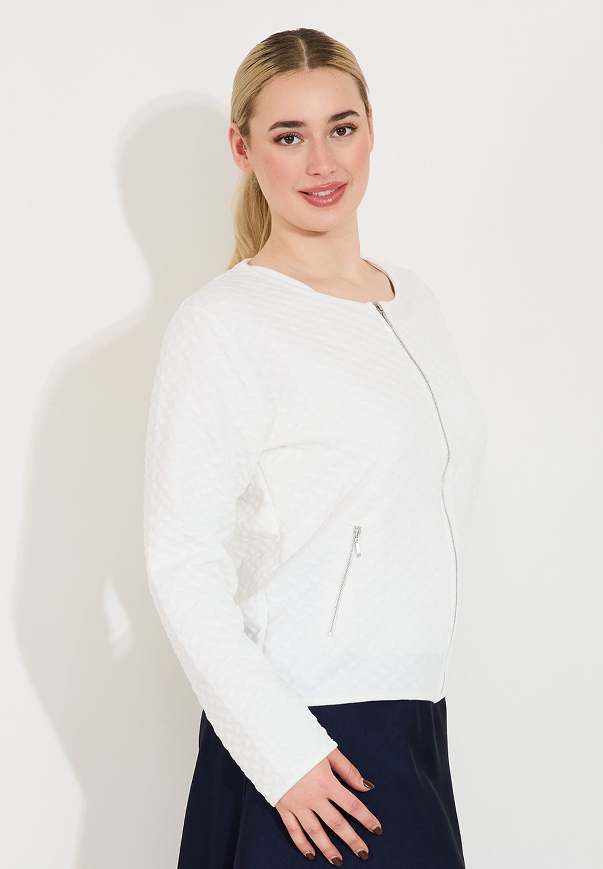 Quiltad zip-jacka – Cream