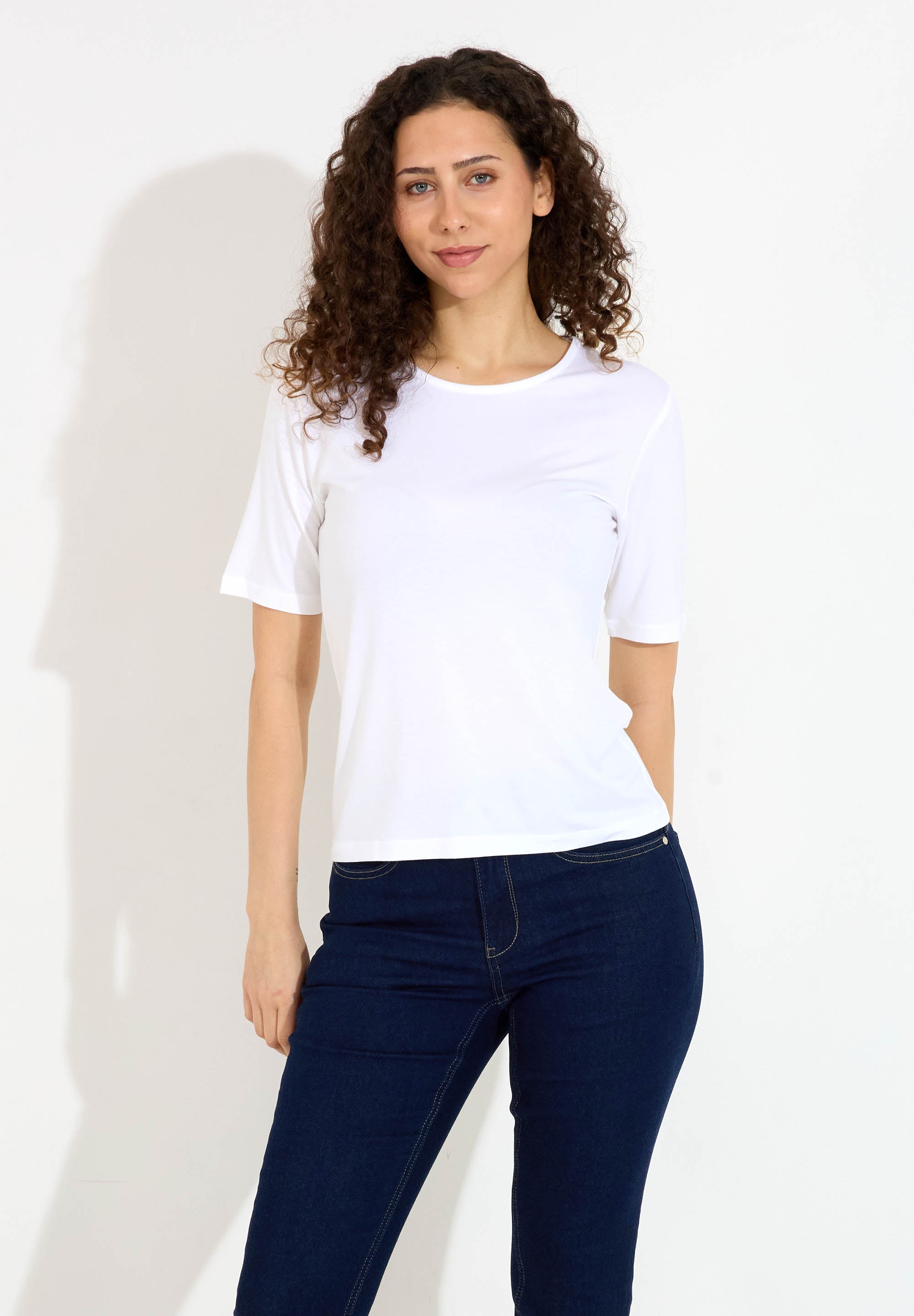 T-shirt i mjuk trikå - Vit
