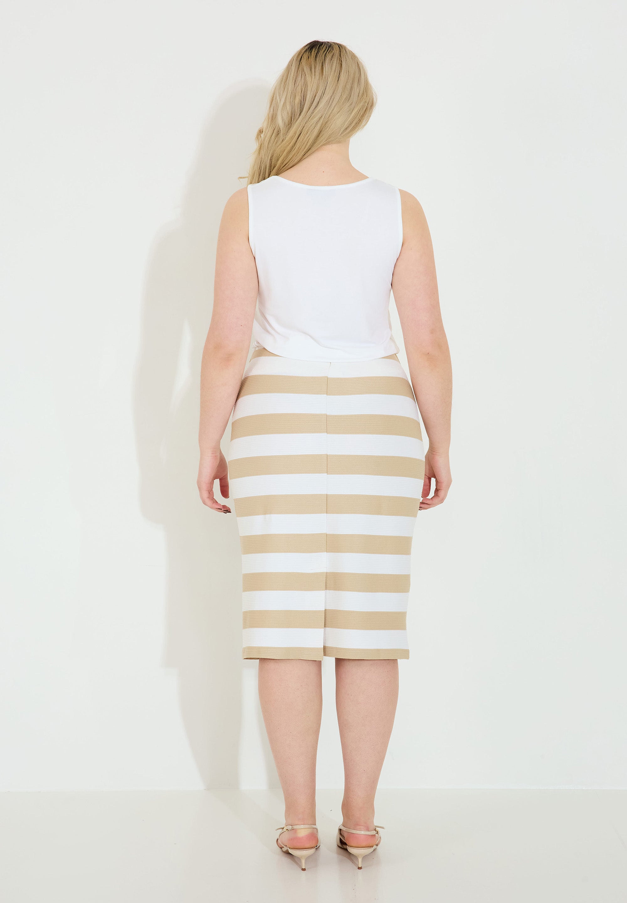 Kjol randig i superstrech - Beige/Vit