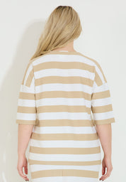 Topp randig i stretch – Beige/Vit